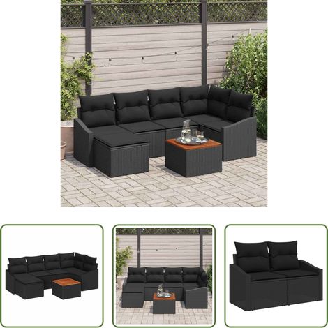 vidaXL Modulares Sofa - Gartensofa-set mit Speicher 7 pcs Schwarz Poly-Rattan (1/5)
