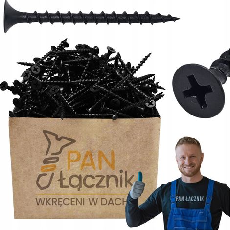Vis Pour Bois Et Plaques De Plâtre Pan Łącznik, 3.5 x 35 mm, Noires PH2 Phosphatées, Sac 1 kg (1/5)