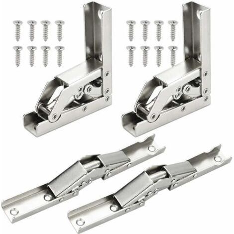 4 PCS Folding Hinges 90 Degree Full Coverage Stainless Steel Door Hinge Invisible Kitchen Furniture Hinge with 16 Screws for Closet Cupboard Door Cabinet 6.86.82.2cm (1/5)