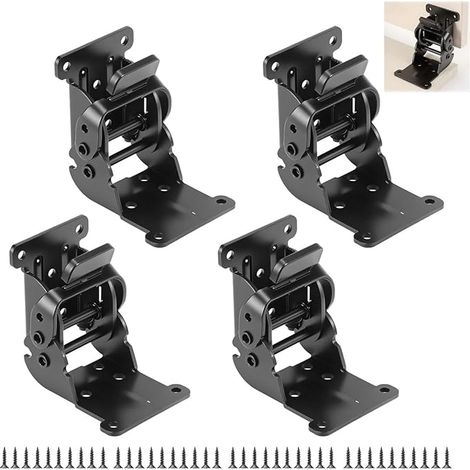 4 Pièces Charniere Pliable, 0-90°-180° Charnière Inox Autobloquante, Noir Charnieres Porte Lourde pour Portes, Placards, étagères, Tables, Lits (1/5)