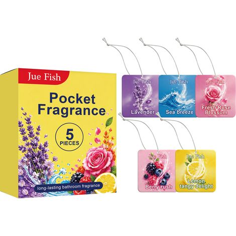 Parfum de poche JUE FISH - Longue durée, frais et non irritant purification quotidienne de l'air pour les placards élimine les odeurs (5 pièces). (1/5)