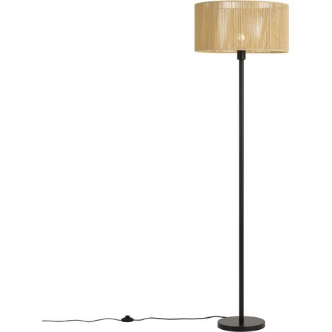 QAZQA Floor Lamp Black with Beige Paper Rope Shade 50/50/25 - (1/5)