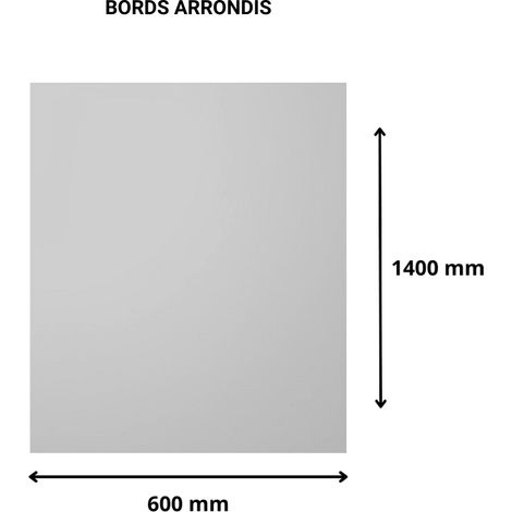 Plaque verre acrylique miroir 3 mm - 60 x 140 cm (600 x 1400 mm) - Verre synthétique - Bord arrondis - Plexiglass