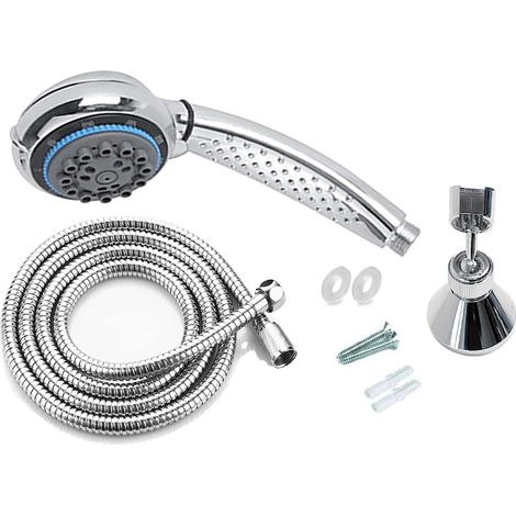 Kippen 5207 Kit Positano Composto da: Soffione Multigetto con Funzione Anticalcare, Flessibile Doccia e Supporto in Plastica per Attacco a Parete (1/4)