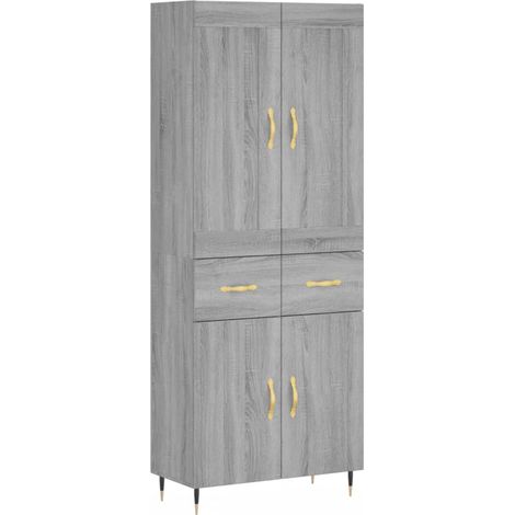 Buffet haut Sonoma gris 69,5x34x180 cm Bois d'ingénierie vidaXL (1/5)