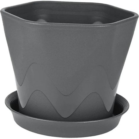 Pot de fleurs léger avec soucoupe, gris (1/5)