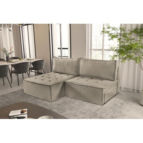 Ecksofa Schlafsofa AMALIA Stoff Raven Taupe Ottomane Links (1/5)