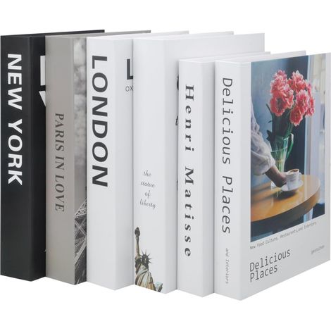 6-teiliges Deko-Buchset im modischen Stil, wunderschöne Deko-Bücher für Zuhause, schwarz-weiße Regaldekoration, leere Deko-Bücher für Couchtische, Regale und Schlafzimmer (1/5)