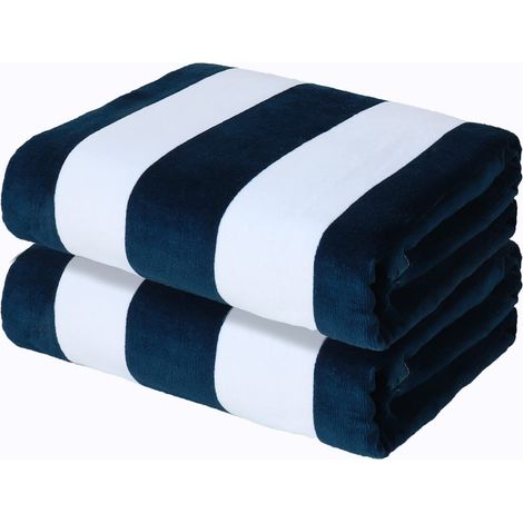 Serviette de Plage Bain Piscine Voyage en Coton, Lot 1 90x180 cm Bleu Marine, Séchage Rapide, Légère, Absorbante (1/5)