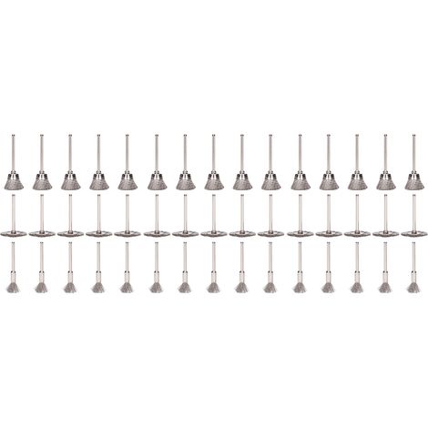Ortviai Brosse à fil métallique pour polissage et nettoyage – Lot de 45 pièces (roue, coupe, stylo), acier inoxydable, argent (1/5)