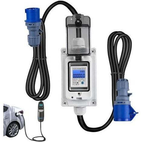 Contatore elettrico digitale portatile, 230 V, 16 A, misuratore di consumo energetico con cavo flessibile in gomma lungo 3 m, misura il consumo di elettricità per camper e abitazioni. (1/5)