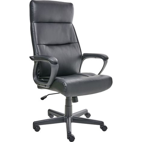 Fauteuil de Bureau en Cuir PU avec Dossier Réglable et Pivotant Noir Guru (1/5)