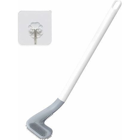 Silikon-WC-Reinigungsbürste mit langem Griff, Wandmontage ohne Bohren, schnelltrocknendes WC-Scheuerset mit Golfbürstenkopf (1/5)