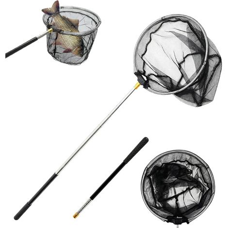 Épuisette de 150 cm pour bassin, épuisette pour bassin avec manche télescopique, idéale pour éliminer les algues et nettoyer les piscines et les bassins de jardin, accessoires de piscine (1/5)