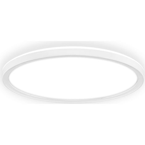 Plafonnier LED, lumière indirecte, design plat, intensité réglable par paliers, lumière blanc neutre, lampe de plafond, salon, cuisine, chambre, 29 x 3 cm, Blanc (1/5)