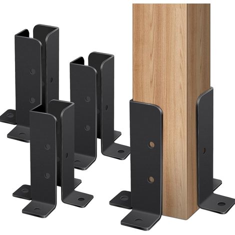 Lot de 8 supports de poteau de clôture, supports de poteau de clôture réglables, kit de réparation pour piquets en bois, clôture, pergola, noir