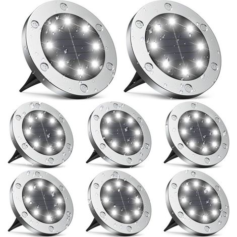 Outdoor solar lamp, 8 units, 8 LEDs, IP65 waterproof, decorative for terrace and driveway. (1/5)