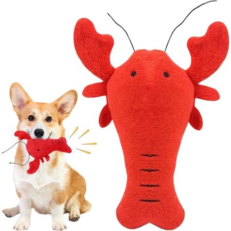 Peluche interactive en forme de homard rouge, à mâcher pour chien, avec vocalisation et forme de dessin animé. (1/5)