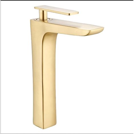 Robinet de Salle de Bain en Or brossé élégant Robinet d'eau Chaude et Froide Bassin de Bassin de Bassin de Bassin en Laiton(Brushed Gold Tall) (1/5)