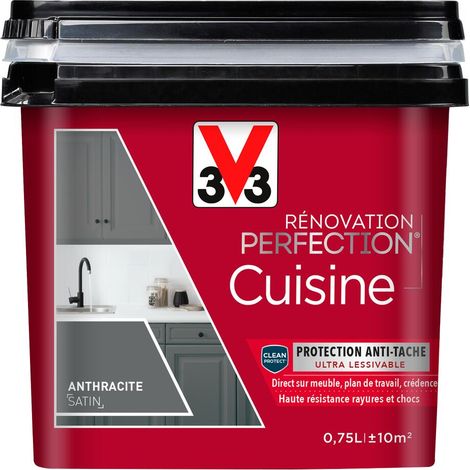 Peinture cuisine Rénovation perfection® V33 Gris anthracite satin 0,75L