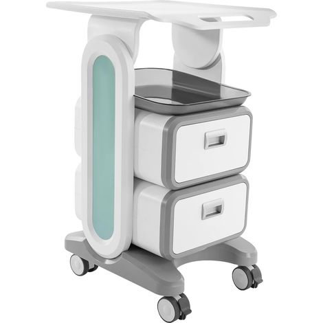 Chariot de Salon, 2 Plateaux, Design Ergonomique, BLANC (1/2)