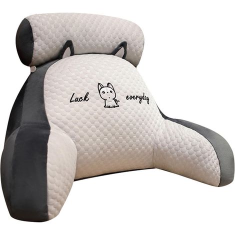 Oreillers de chaise de lit ultra-confortables, Repose-dos 2 en 1 pour s'asseoir au lit, Coussin de dos douillet, Gris et blanc, 60 x 40 cm (1/5)