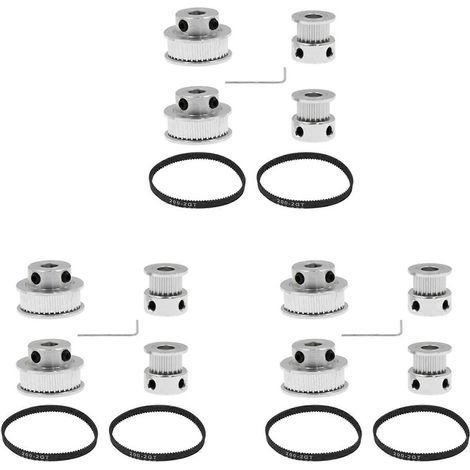 6 Sätze GT2 Zahnriemen-Umlenkrolle Aluminium Synchronrad-Kit für 3D-Drucker CNC Mechanischer Antrieb()