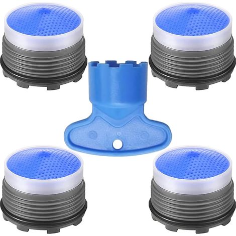 Wasserhahn-Luftsprudler M18,5, Wasserhahn-Belüfter, Wasserhahn, Restriktor, Ersatzteile für Küche, Badezimmer, Waschbecken, Belüfter mit Schlüsselentfernungsschlüssel, 1,5 GPM, 18,5 mm, 4 Stück (1/5)