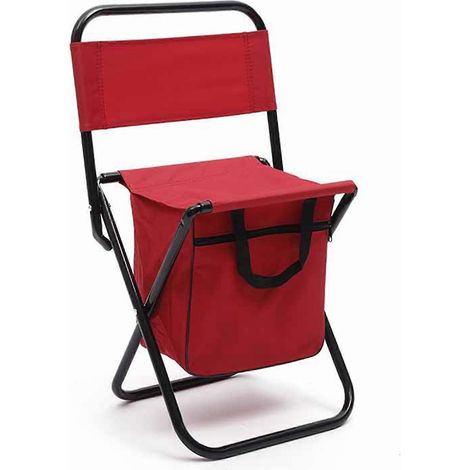 Chaise pliante portable 2024 pour le camping, la pêche et les loisirs, avec sac de rangement rouge. (1/3)