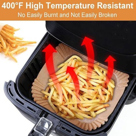 Papier Sulfurisé pour Air Fryer, 200 Pièces 16cm Papier Cuisson Paper Liner, Food-Grade BPA 16cm - Quadrato - 20 FEUILLE DE CUISSON (1/5)