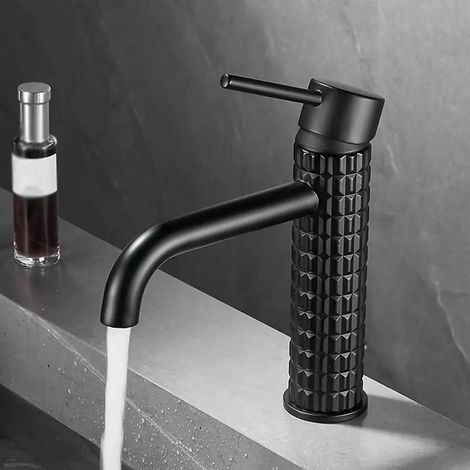 Robinet Salle de Bain Noir Monocommande Laiton Mitigeur Salle de Bain eau Chaude et Froide,Faible (1/2)