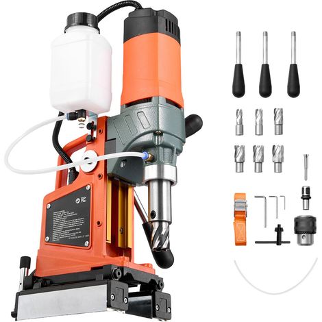 Perceuse à colonne magnétique 1400W, Ø50mm, 0-850 tr/min, inverse, 6 trépans, pour usage industriel et bricolage. (1/5)