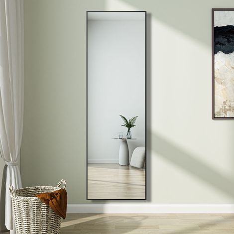 Ocean Miroir sur pied 160x40cm Miroir suspendu ou sur pied pleine longueur Cadre noir (1/4)