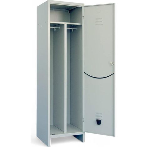 Armadio spogliatoio sporco pulito in acciaio una anta 50x50x180 cm con serratura e accessori interni inclusi (1/3)