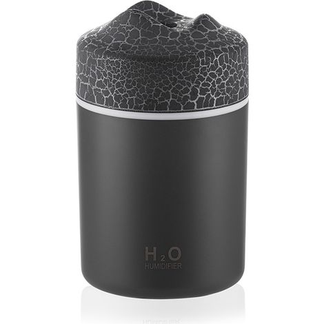 Mini humidificateur USB portable, texture volcanique colorée, humidificateur à vapeur froide de 300 ml, pour voiture et maison. Noir (1/5)