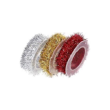 3-teilige, dünne Lametta-Girlanden, 1,5 m lang, in 3 Farben, metallisch glänzend