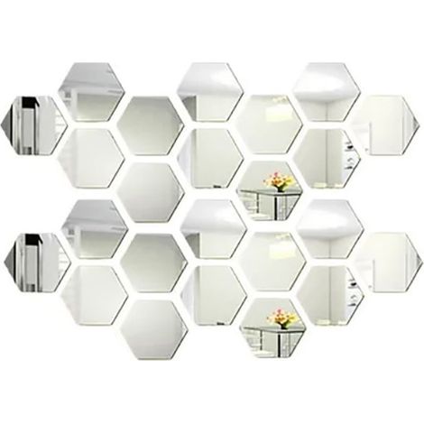Autocollants muraux miroir hexagonaux en acrylique, 24 pièces, décoration pour la maison, salon, chambre à coucher (1/5)