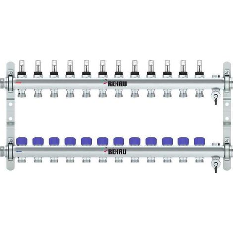 REHAU Verteiler HKV-D Easyflow Edelstahl 12 Kreise, mit Durchflussanzeige min/max, 13832201200 (1/5)