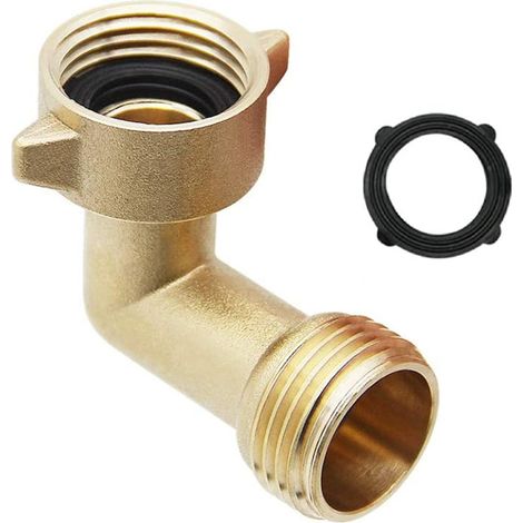 Raccord Coudé Jardin - Raccord à Angle Droit 90 Degrés - Filetage Mâle-Femelle 19,1 mm - En Laiton Massif - Pour Tuyau d'Arrosage Standard - 1 Pièce (1/5)
