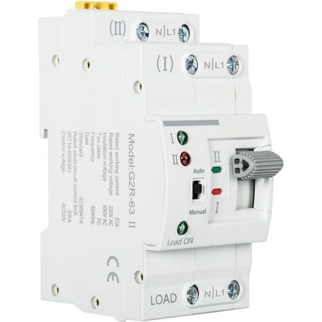 Commutateur de Transfert Automatique G2R 63A Rail DIN ATS à Double Alimentation, Sélecteurs électriques 220V (2P) (1/5)
