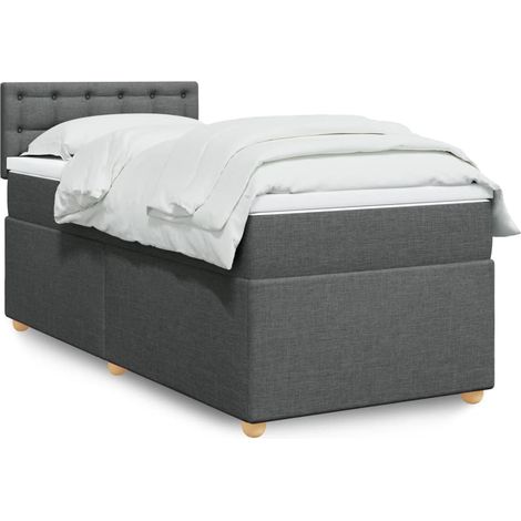 Boxspringbett mit Matratze Dunkelgrau 100x200 cm Stoff