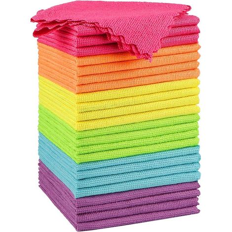24er Pack Mikrofaser-Reinigungstücher 12x12 Zoll, Fusselfrei & hochsaugfähig (1/5)