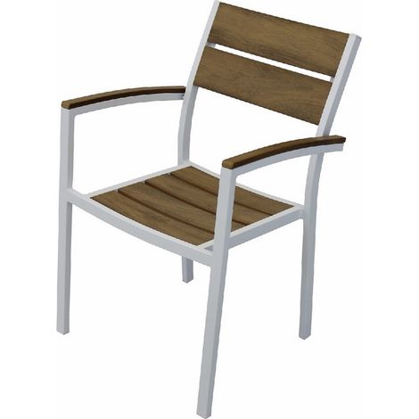 POLTRONA CAYMAN ALL. BIANCO DOGHE IN POLYWOOD COL. TEAK COSMA.-AT804129 BIAN (1/5)