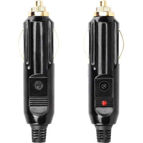 Lot de 2 prises allume-cigare mâles 20 A, 12 V/24 V, entièrement en cuivre, avec LED rouge. (1/5)