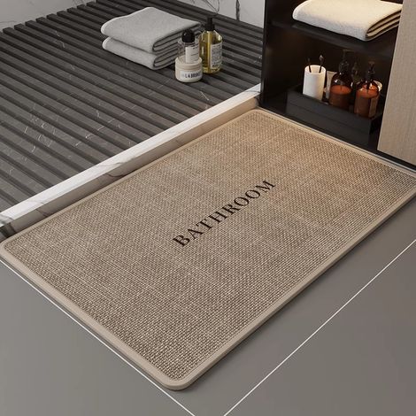 HSS-Tapis de sol antidérapant en lin, tapis de bain absorbant, tapis en lin épais, tapis de porte de toilettes - 50 x 80 cm