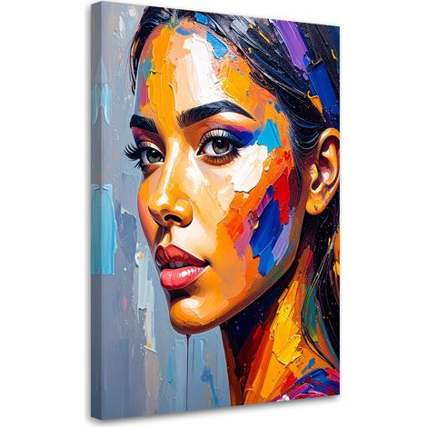 Quadro su tela, Volto di bella donna dipinto - 40x60 (1/2)
