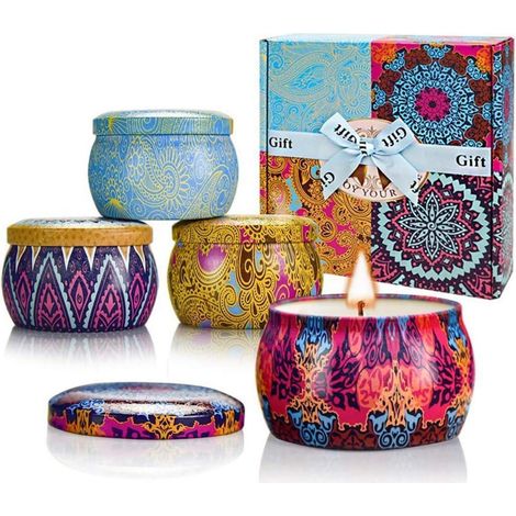 Yinuo Mirror Geschenkset 4 Duftkerzen 120g Sojawachs Kerzen Frauen Weihnachten (1/5)