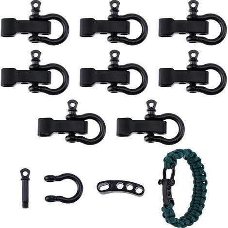 10 Ensembles De Fermoirs À Vis Noir Réglables Pour Bracelet De Survie Attaches Métalliques D-Shackle Ancres Arc Métal Boucles Pour Création De Bijoux Bracelets 27mm Long (1/5)