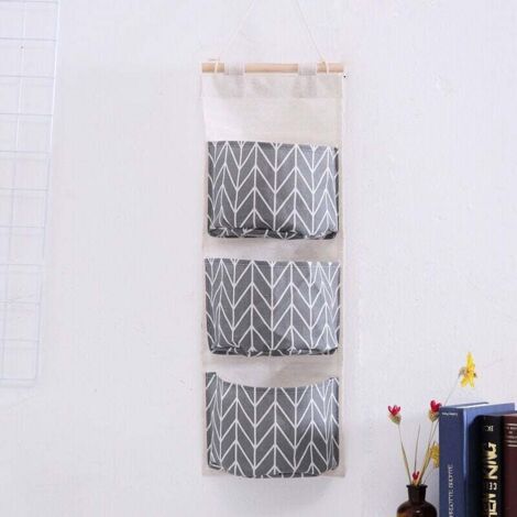 Sac de Rangement Suspendu avec 3 Poches, Étagère Mural en Tissu Panier Pochette de Rangement Organisateur pour Chambre Salle de Bain Cuisine - Étanche & Élégant