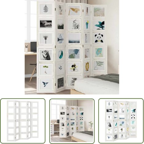 The Living Store 5-tlg. Raumteiler Weiß Massivholz Paulownia - Raumteiler - Holzparavent - Paulowniaholzmöbel - Fensterabschirmung - Privatsphäre Schaffen (1/5)